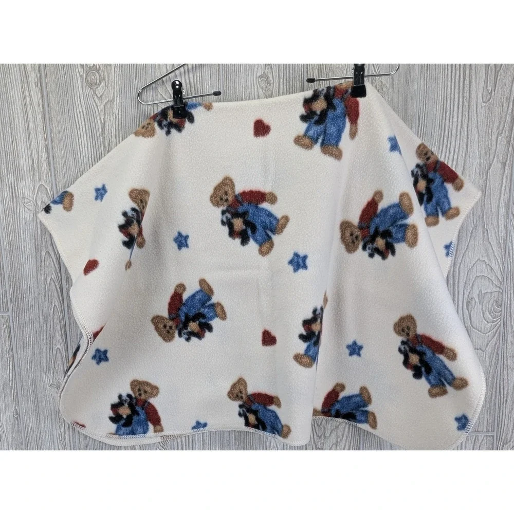 Welcome World BJT Blue Jean Teddy Bear‎ Fleece Baby Blanket Hearts Stars 32 x 42